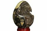 Septarian Dragon Egg Geode - Black Crystals #157893-1